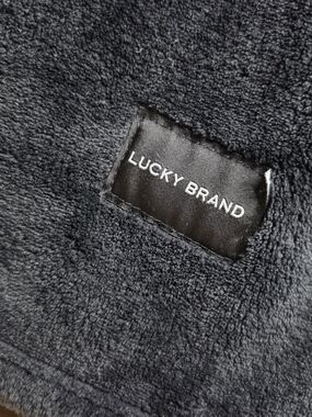 Lucky Brand Black Plush Throw Blanket